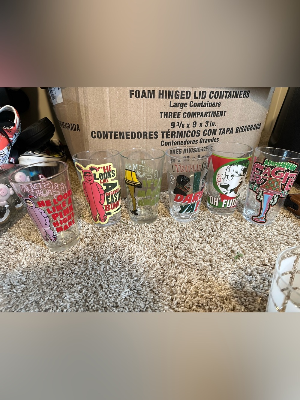 Set of 6 Christmas Story Glass cups